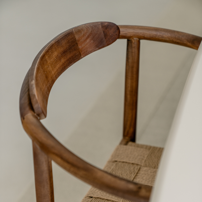 Silla de comedor Burnie - Acacia nogal - Asiento tejido - Respaldo más ancho