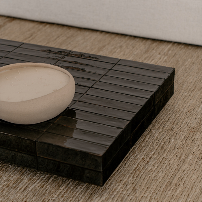 Coffee table Tilo - Black tile top - Rectangular - 168 cm