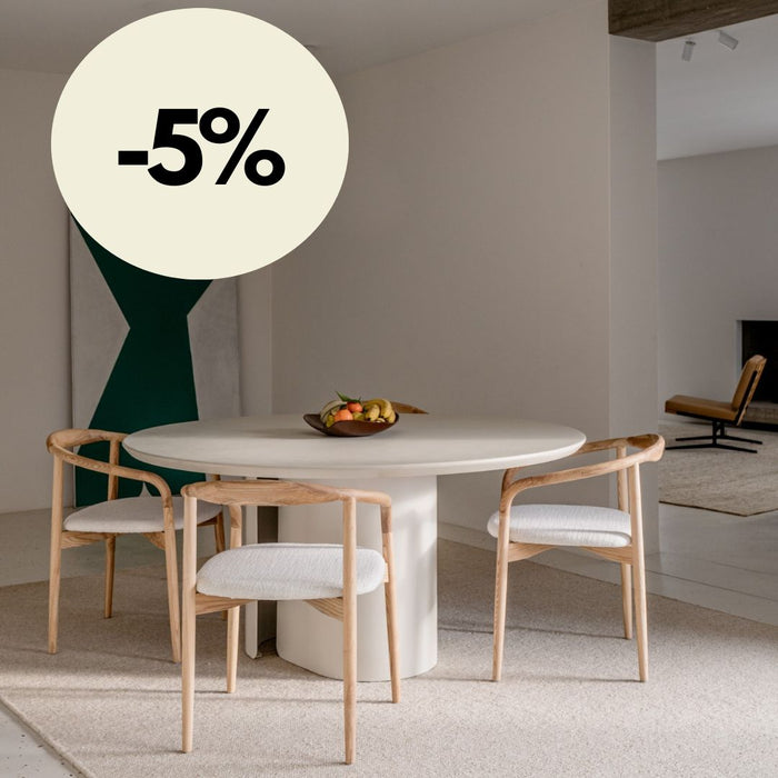 Table à manger Elio – Microskin - Latte - Métal laqué poudre Pieds latte - 160 cm