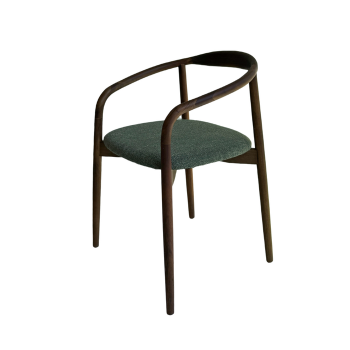 Ely dining room chair - rectangular fabric seat - Dark walnut finish