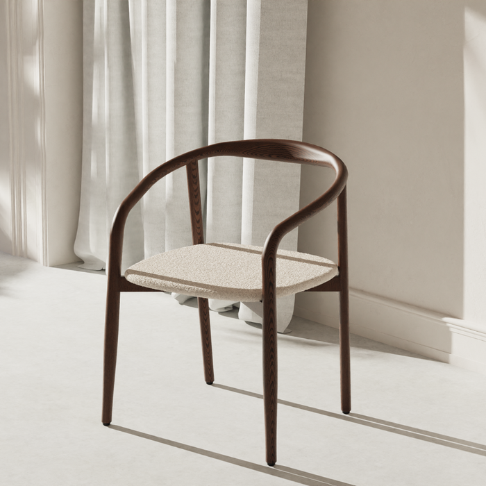 Ely dining room chair - rectangular fabric seat - Dark walnut finish