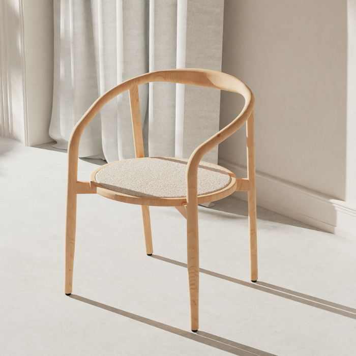 Esszimmerstuhl Ely - Runder Stoffsitz - Eiche - VDF115