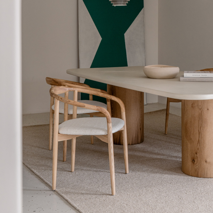 Dining room chair Ely - Rectangular fabric seat - Oak