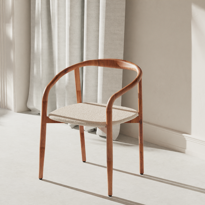 Esszimmerstuhl Ely – Rechteckiger Stoffsitz – Helles Walnussholz