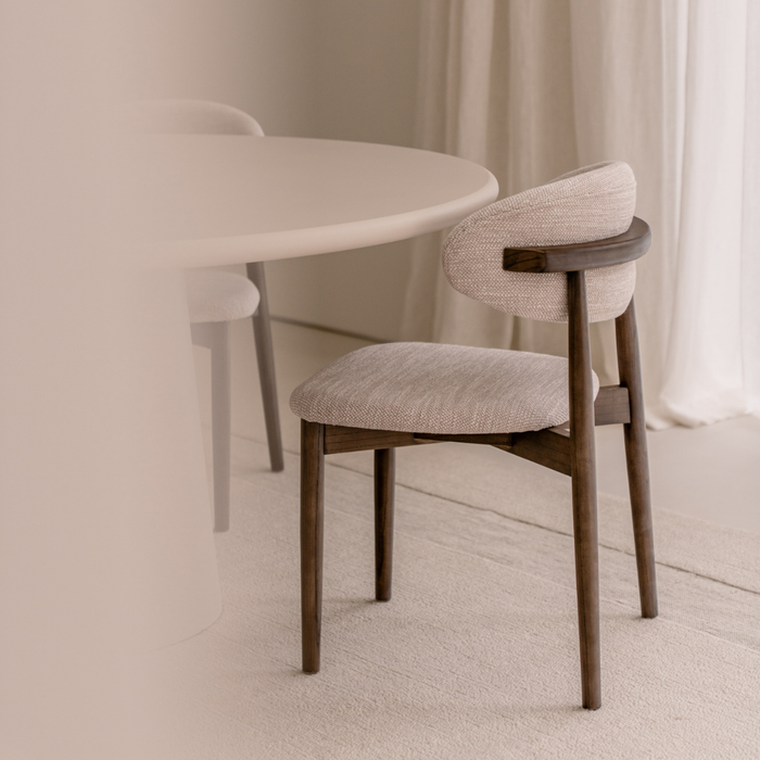 Silla de comedor Eve - Smoke - Asiento de tela - Tejido Sandstone spotted