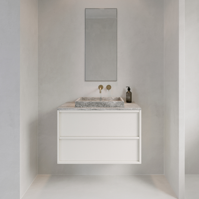 Bathroom cabinet with two drawers - Fien - White - Painted wood - 80 cm