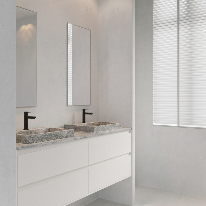 Lavabo de mármol George con orificio para grifo - Piedra arenisca gris - Travertino relleno