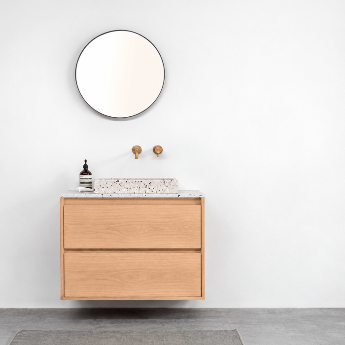 Badkamermeubel Ann eik met terrazzo wastafel George 80 cm
