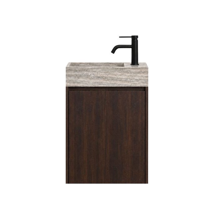 Krabi hand-washing basin with cabinet - Smoke - Gray Travertine