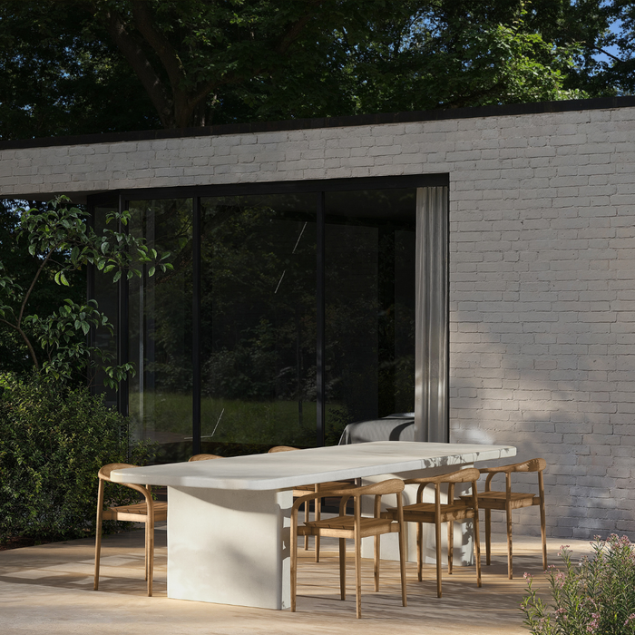 Mesa de comedor rectangular para exterior con patas planas - Milor - 300 cm - Latte - Policompuesto