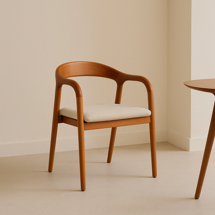 Dining chair Walnut - Muret - Ivory bouclé weave seat - VDF117