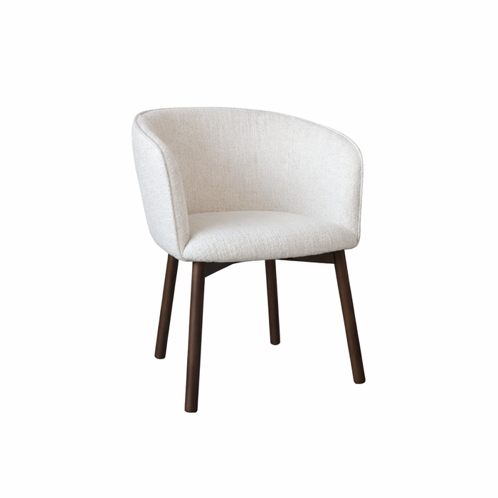 Silla de comedor Nox - Madera ahumada - Bouclé marfil