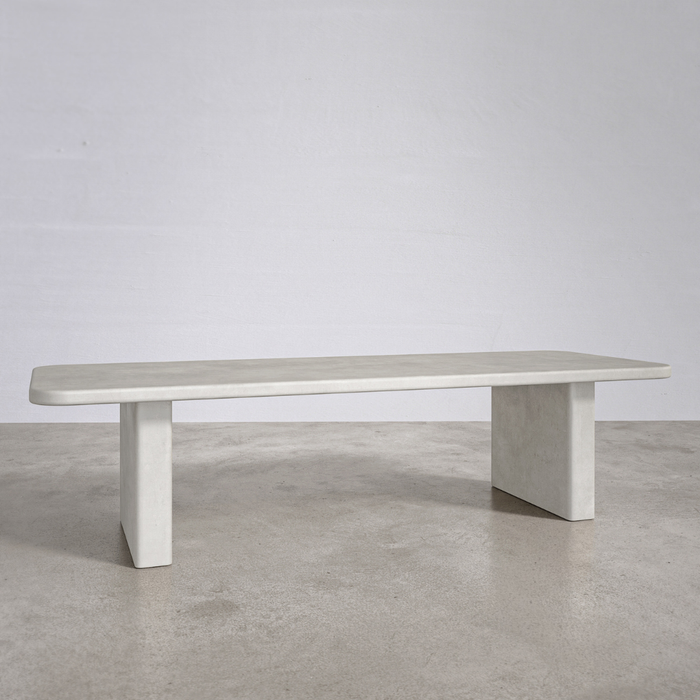 Mesa de comedor rectangular para exterior con patas planas - Milor - 300 cm - Latte - Policompuesto