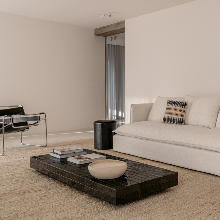 Coffee table Tilo - Black tile top - Rectangular - 168 cm