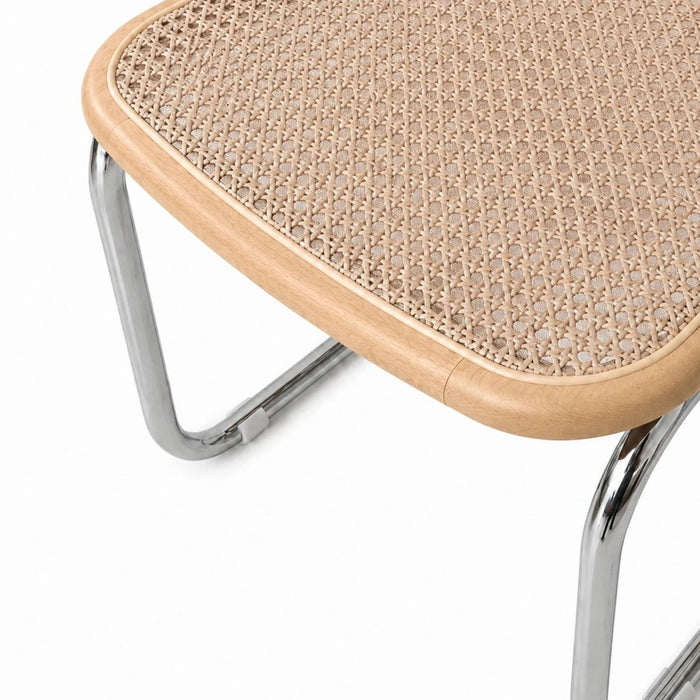 Dining chair Swing - Natural cane - Oak/Chrome