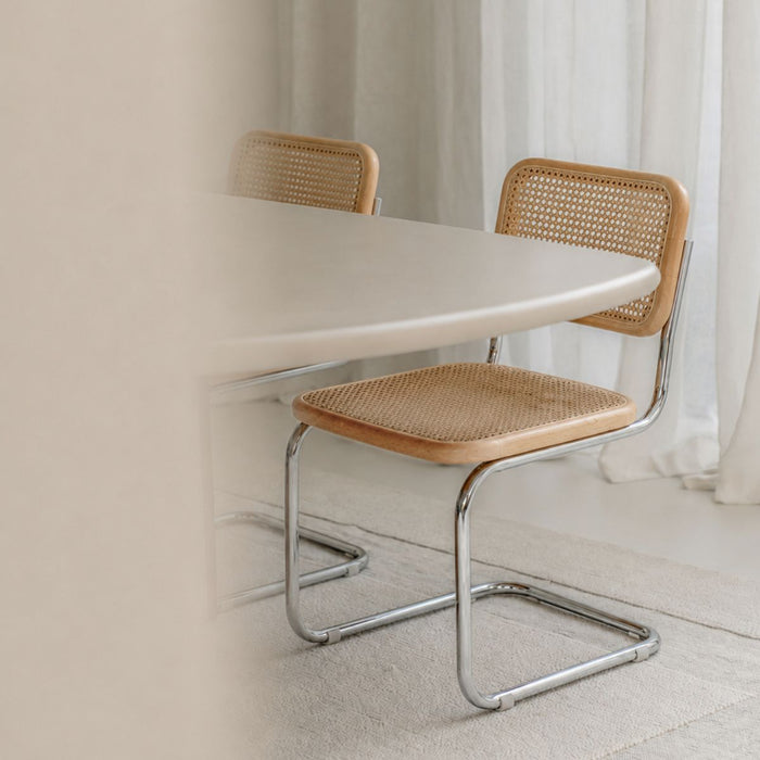 Dining chair Swing - Natural cane - Oak/Chrome