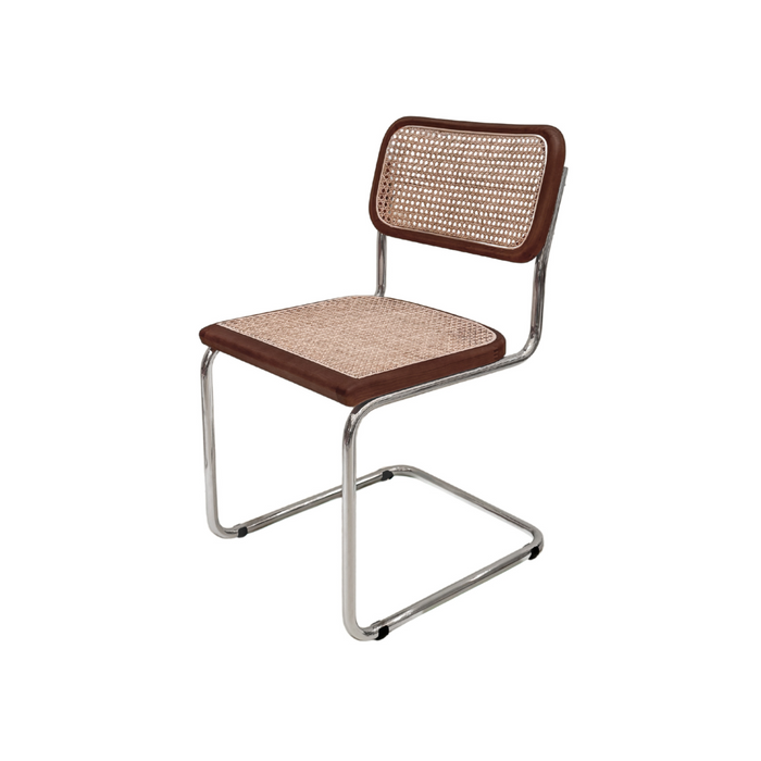 Chair in Natural Rattan - Dark Walnut - Smoked Wood/Chrome - Swing