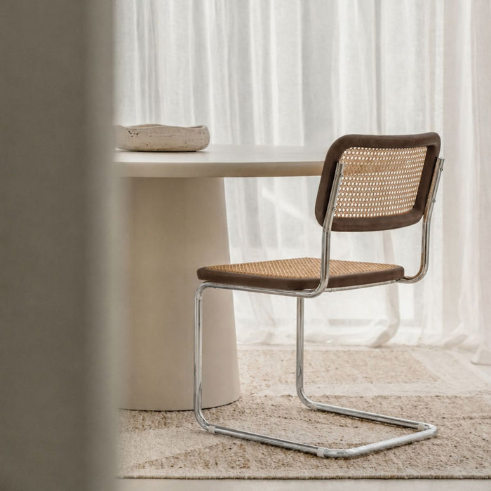 Dining Chair Swing - Natural Cane - Smoke/Chrome