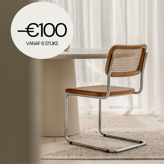 Stoel in Natuurlijk Riet - Walnoot/Chroom - Swing