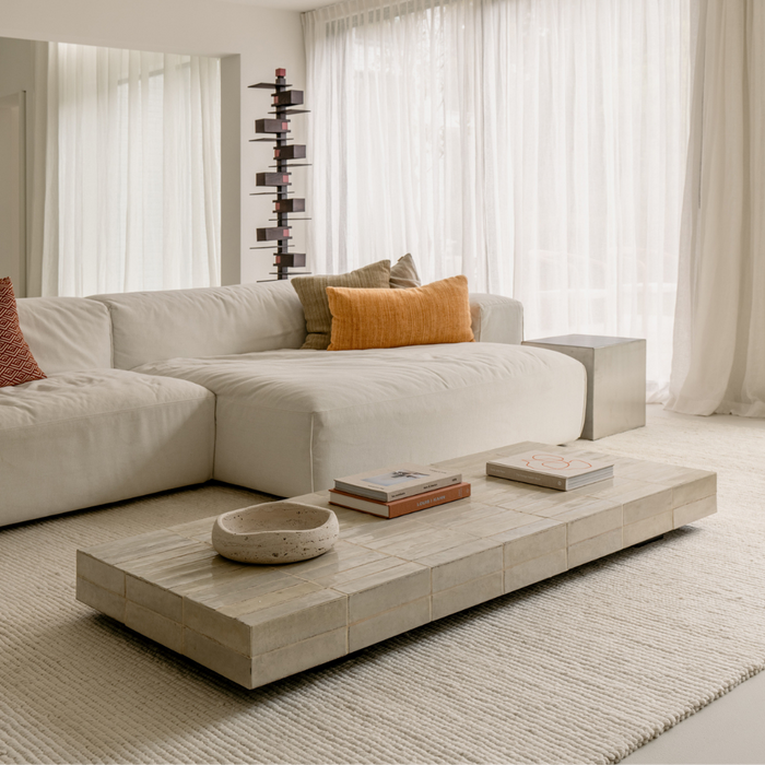 Coffee table Tilo – White tile - Rectangular - 168 cm