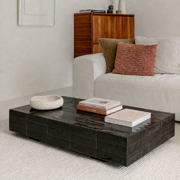 Salontafel Tilo - Witte tegel - 120 cm - Rechthoekig