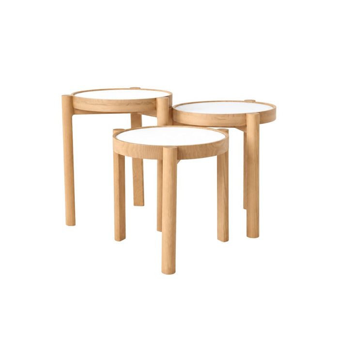 Mesa de centro apilable Lucie D35 H45,4 - Pata de roble - Tablero blanco de HPL