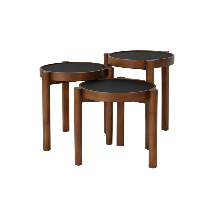 Mesa de centro apilable Lucie D35 H45.4- Pata de nogal oscuro - Tablero de HPL negro