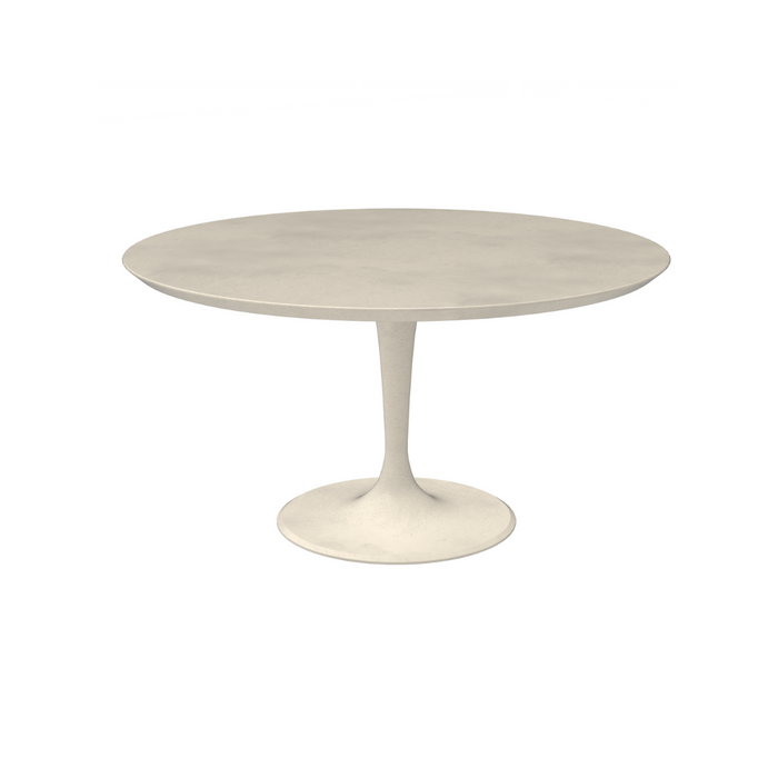 Mesa de comedor redonda Camille – Forma de tulipán – MicroSkin Latte Nublado – 140 cm
