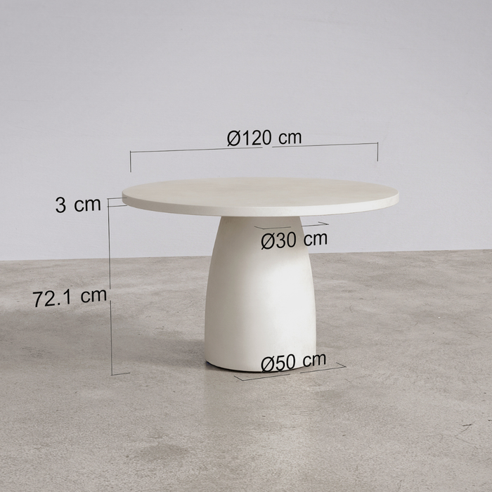 Mesa redonda de comedor para exterior - Uzé - D120 H75 - Latte - Policompuesto