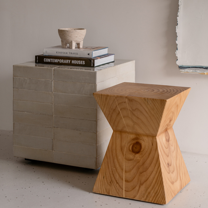 Table basse Vence - Carreaux beige clair - Haut - 39 cm
