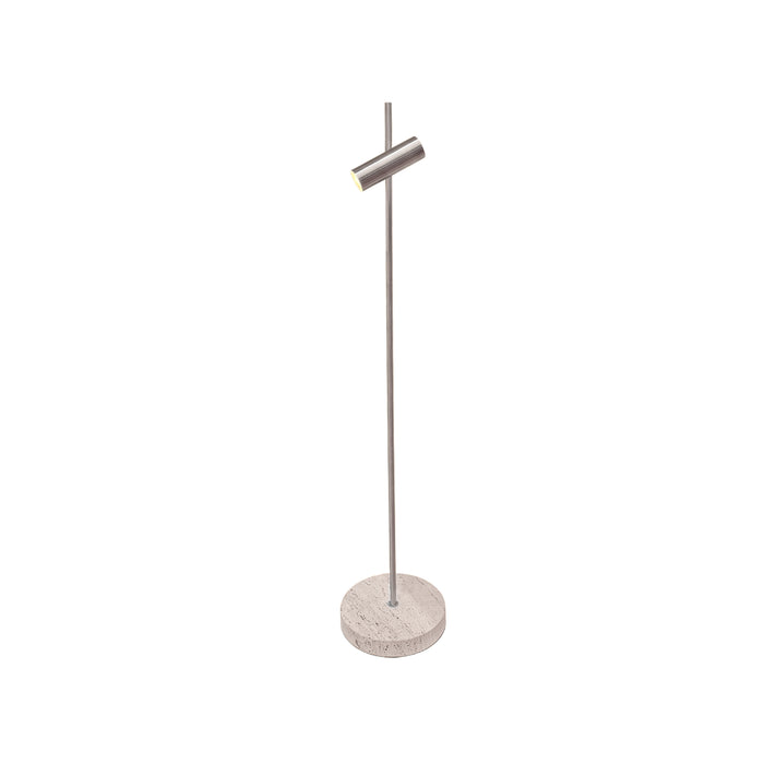 Floor lamp Vexa - Brushed steel - White Travertine base - 150 CM