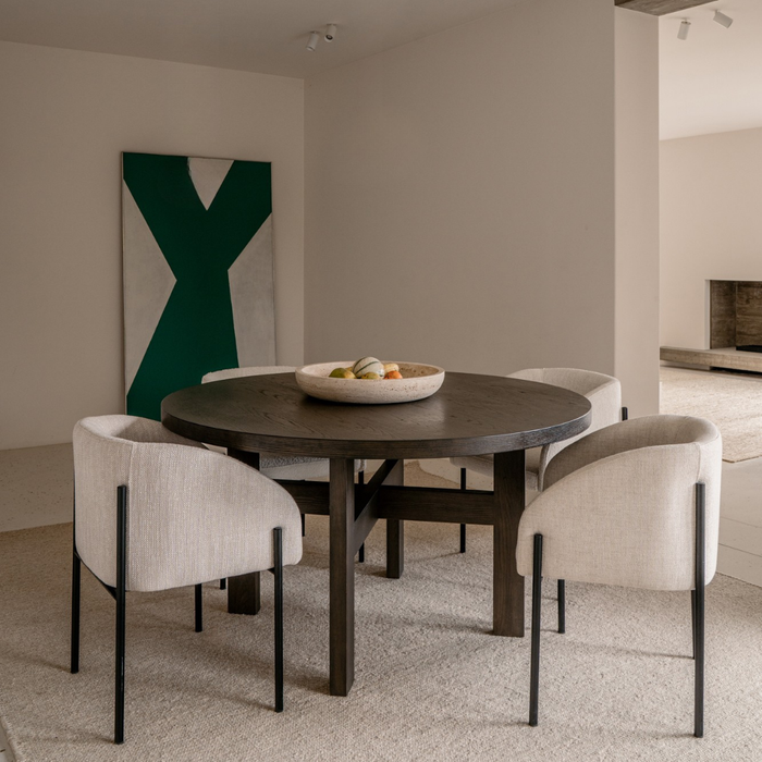 Victor - Mesa de comedor redonda – Ø140 – Madera ahumada - Madera de fresno