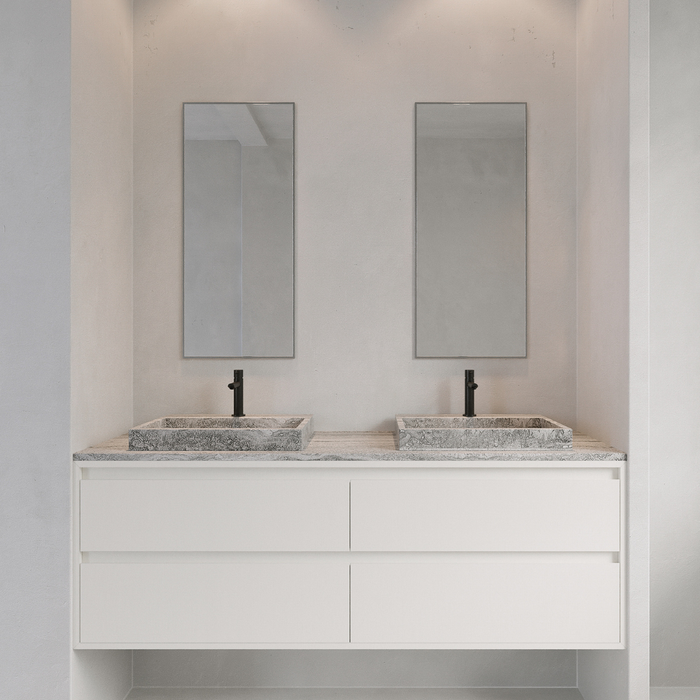 White wooden bathroom cabinet - ANN - White - 150 cm