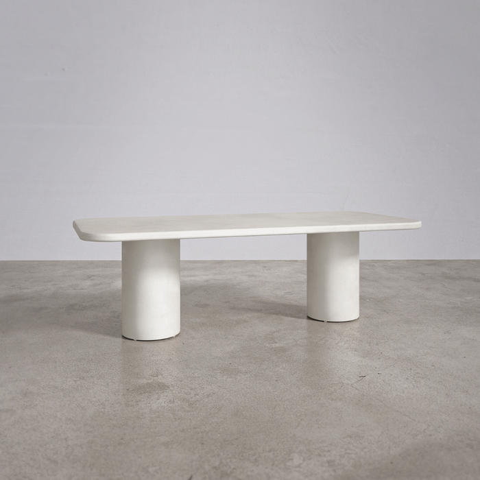 Mesa de jardín rectangular para exterior con patas redondas - Yonu - 240 cm - Latte - Policompuesto