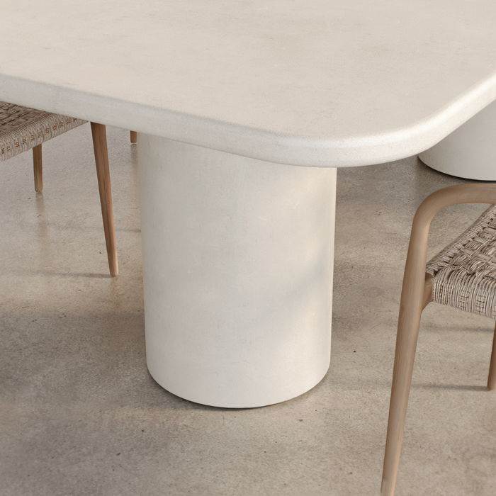 Mesa de comedor rectangular para exterior con patas redondas - Yonu - An 300 x Pr 110 x Al 75 cm - Latte - Policompuesto