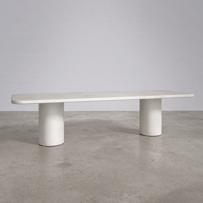 Mesa de comedor rectangular para exterior con patas redondas - Yonu - An 300 x Pr 110 x Al 75 cm - Latte - Policompuesto