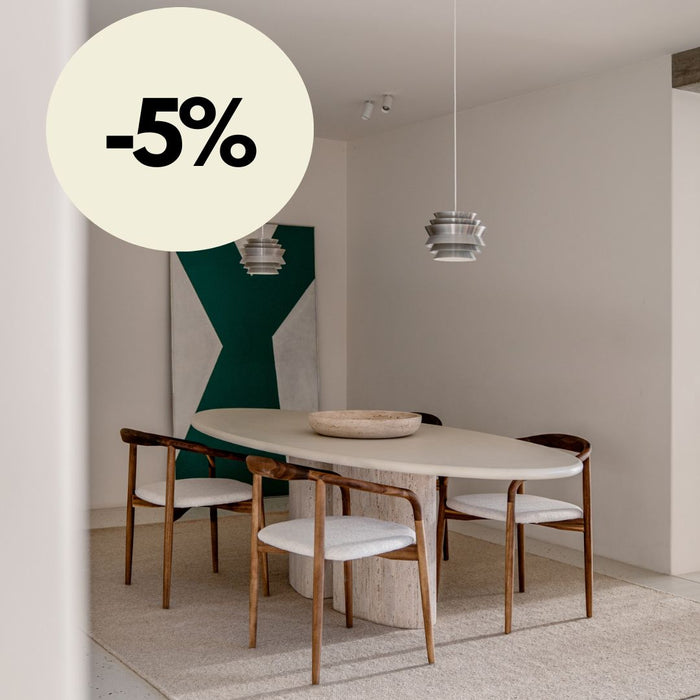 Oval Dining Table Zira - White Travertine Leg - Microskin Top - Latte - 260 cm