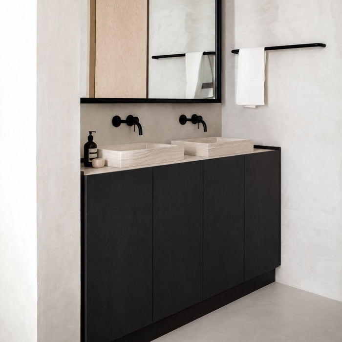 Mueble de baño - Madera negra - Lavabo George Beige - (154cm)- Felix