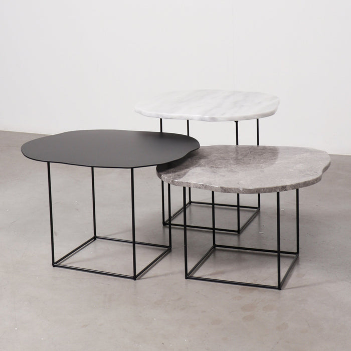 Table d'Appoint Delphine - Marbre Gris/Noir - 60x60x35cm