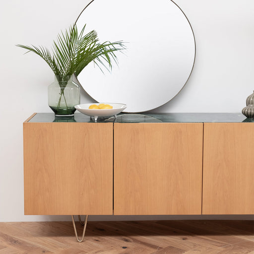 Eiken dressoir met groen marmer Pisa Furnified 