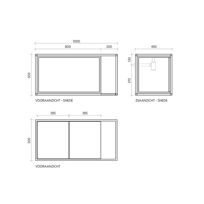 Badkamerframe metaal cebu minimalistisch - zwart - 100 cm