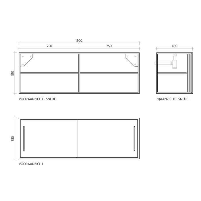 Muebles de baño con estilo - Lavabo Mármol negro - Caña negra (150 cm) - Nestor