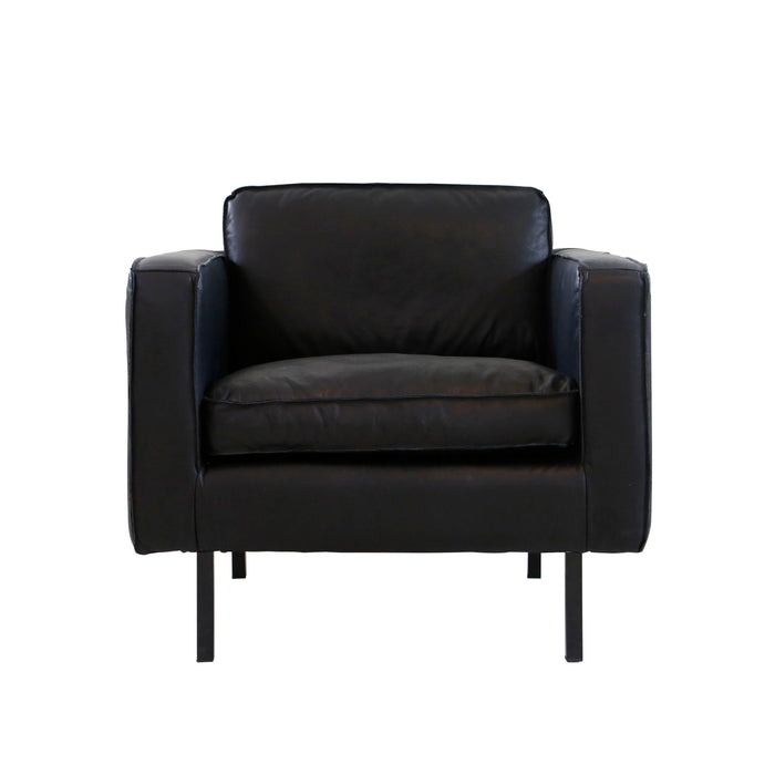 Lederen Fauteuil Gordon Zwart 80cm