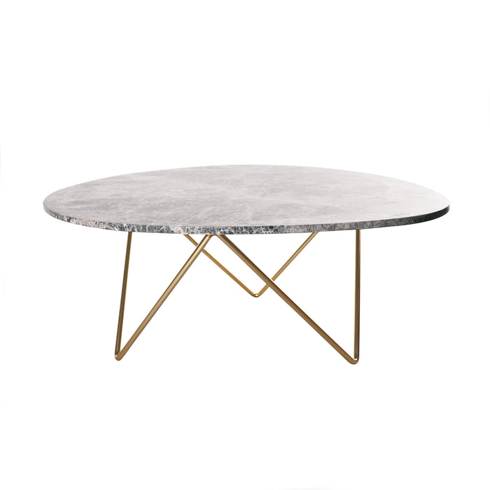 Table Basse en Marbre - Richard - 100x80cm - Marbre Gris - Or