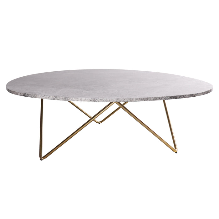 Table Basse en Marbre - Richard - 100x80cm - Marbre Gris - Or