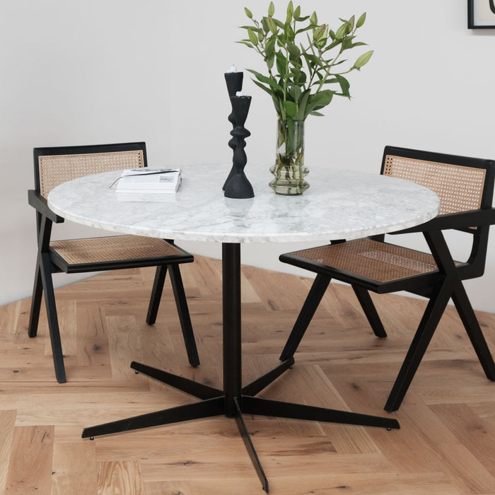 Rundt spisebord med Marmorplade - Carrara Hvid - Ø125cm