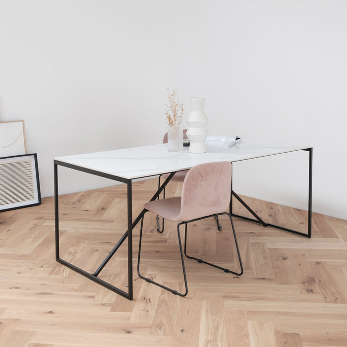 Table à manger Sophia - Céramique Calcatta Blanche - 180x90 cm